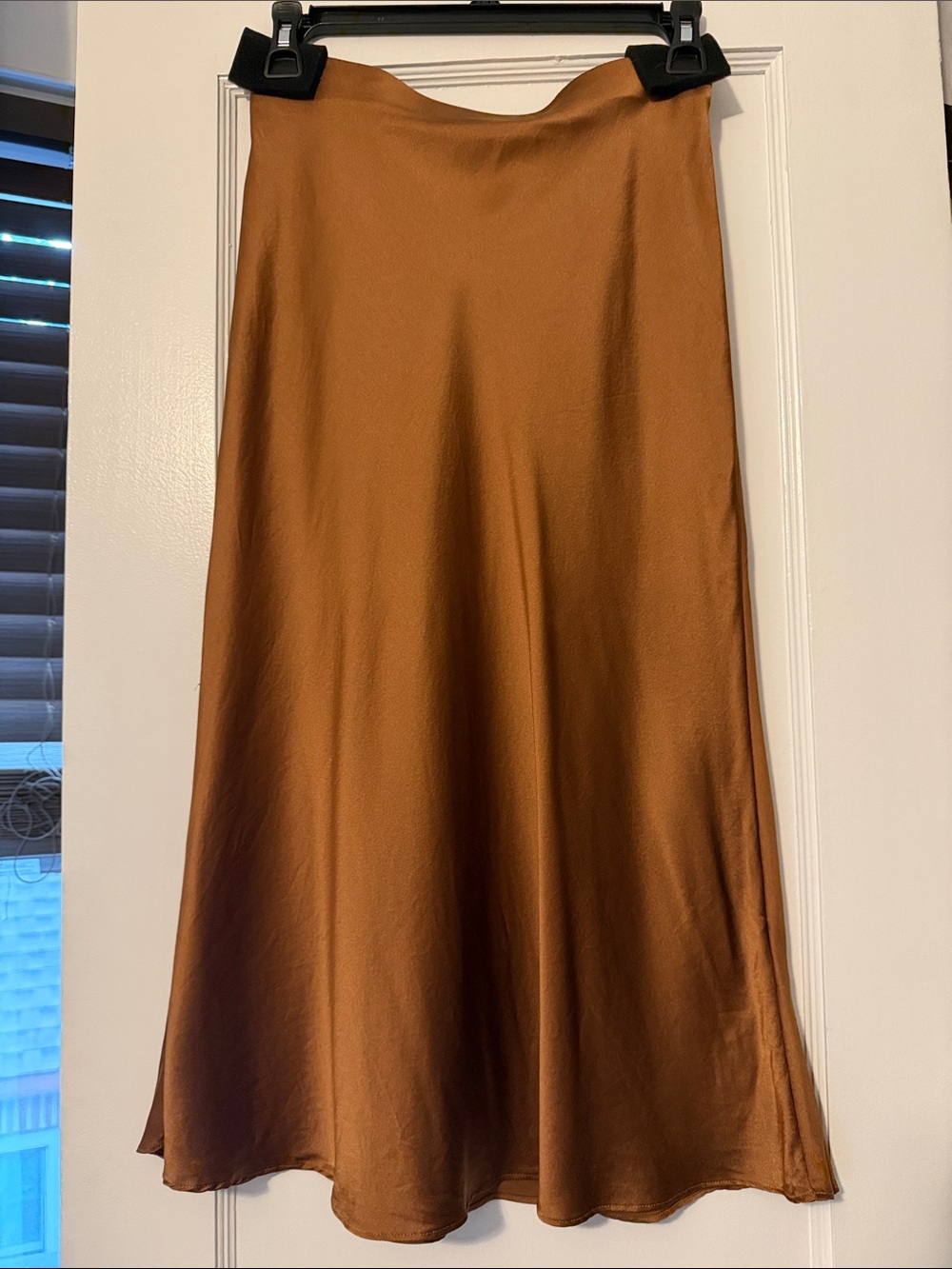 Quince Satin Skirt in Caramel Brown